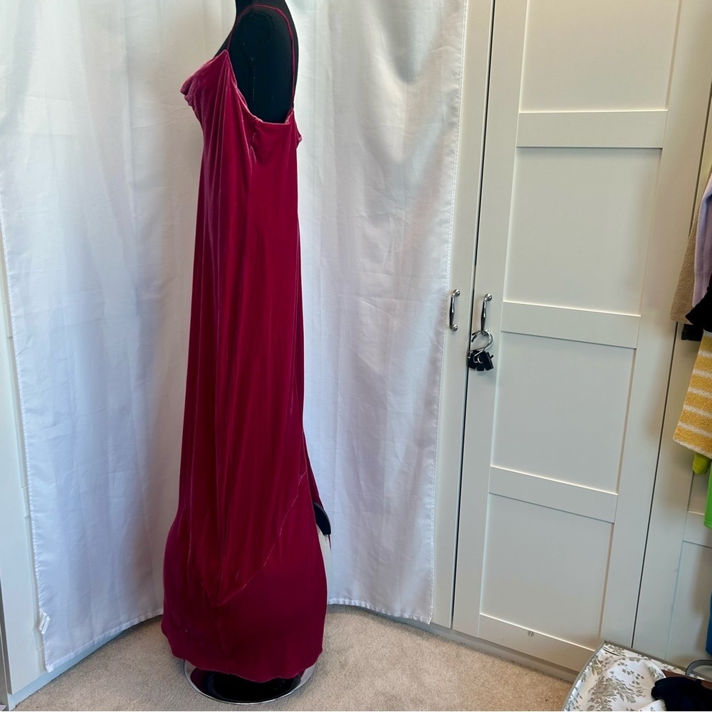 Banana Republic Rita Velvet spaghetti strap Maxi Dress in fuchsia pink Sz XL NWT - Picture 4 of 13